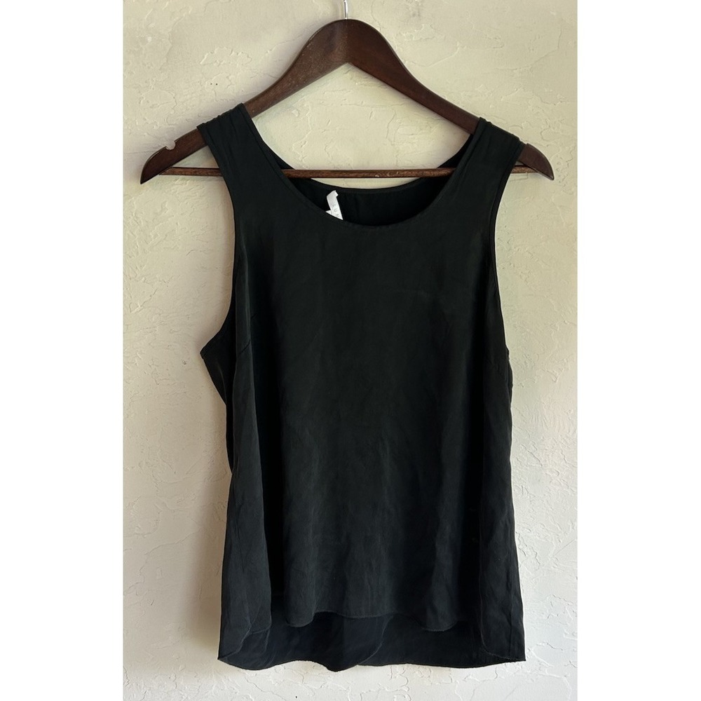 Lunya 100% Mulberry Washable Silk Tulip Back Tank Top S Black Quiet Luxury